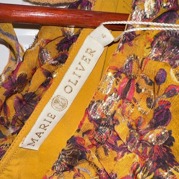 Marie Oliver NWTs Silk Blend Jayda Dress in Marigold Harvest Size 4 - Picture 12 of 13